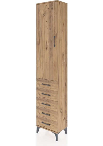 Arges Dolap 3 Raflı 5 Çekmeceli Tek Kapaklı 44X30X221 Çam-Çam modelleri