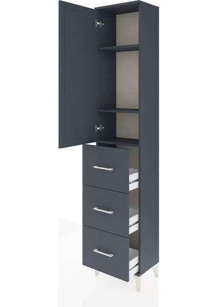 Arges Dolap 3 Raflı 3 Çekmeceli Tek Kapaklı 44X30X221 Antrasit-Antrasit fırsatları