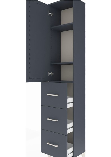 Arges Dolap 3 Raflı 3 Çekmeceli Tek Kapaklı 44X30X221 Antrasit-Antrasit indirimleri