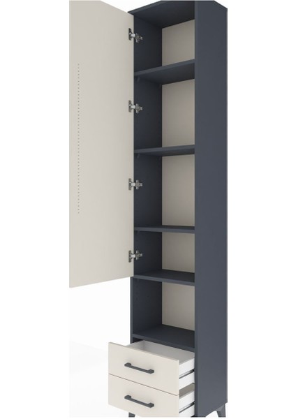 Arges Dolap 5 Raflı 2 Çekmeceli Tek Kapaklı 44X30X221 Antrasit-Aytaşı indirimleri