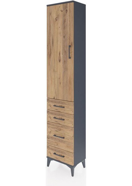 Arges Dolap 3 Raflı 4 Çekmeceli Tek Kapaklı 44X30X221 Antrasit-Çam modelleri