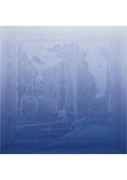 Mavi Desenli Kadın Ipek Fular