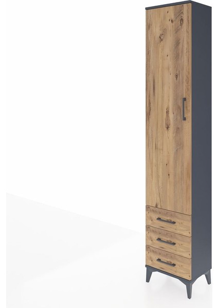 Arges Dolap 4 Raflı 3 Çekmeceli Tek Kapaklı 44X30X221 Antrasit-Çam modelleri