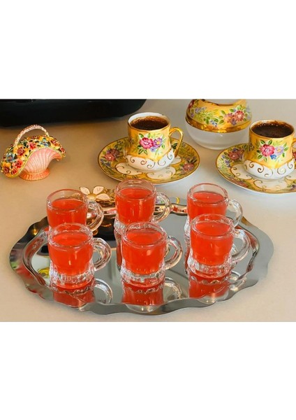 6’lı Kulplu Cam Bardak Seti, 4 cm Çap × 5 cm Yükseklik, 35 ml fiyatları