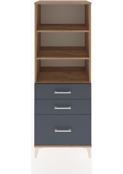 Hyperion Dolap 3 Raflı 3 Çekmeceli 60X44X163 Çam-Antrasit