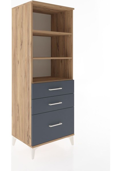 Hyperion Dolap 3 Raflı 3 Çekmeceli 60X44X163 Çam-Antrasit fiyatları