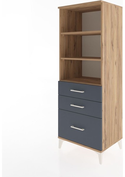 Hyperion Dolap 3 Raflı 3 Çekmeceli 60X44X163 Çam-Antrasit modelleri