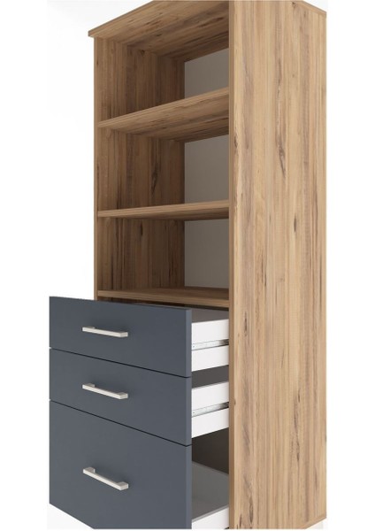 Hyperion Dolap 3 Raflı 3 Çekmeceli 60X44X163 Çam-Antrasit indirimleri