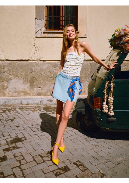 Yeni Sezon Dar Fit Mini Jean Şort Etek fiyatları