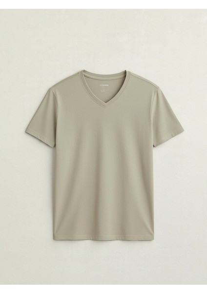 Yeni Sezon V Yaka Kısa Kollu Penye Erkek Tişört