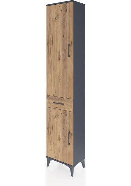 Arges Dolap 4 Raflı Tek Çekmeceli 2 Kapaklı 44X30X221 Antrasit-Çam modelleri