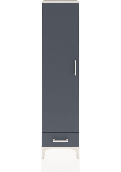 Arges Dolap 2 Raflı Tek Çekmeceli Tek Askılı 44X30X182 Aytaşı-Antrasit