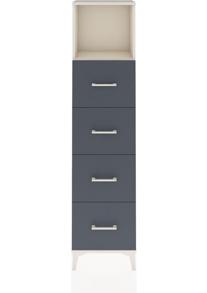 Arges Dolap Tek Raflı 4 Çekmeceli 44X30X182 Aytaşı-Antrasit