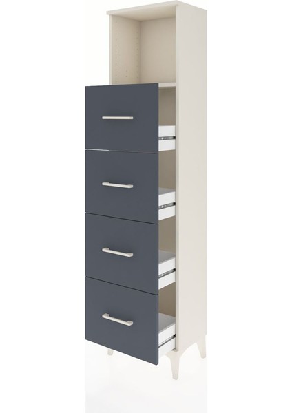 Arges Dolap Tek Raflı 4 Çekmeceli 44X30X182 Aytaşı-Antrasit fırsatları