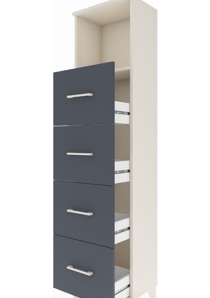 Arges Dolap Tek Raflı 4 Çekmeceli 44X30X182 Aytaşı-Antrasit indirimleri