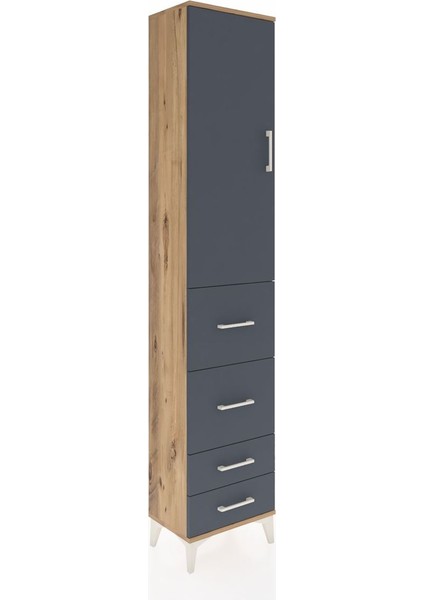 Arges Dolap 2 Raflı 4 Çekmeceli Tek Askılı 44X30X221 Çam-Antrasit fiyatları