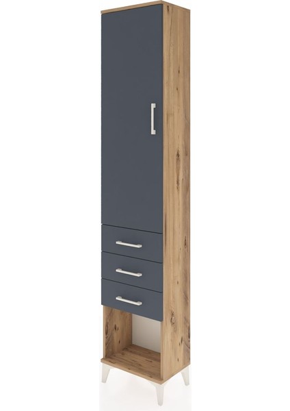 Arges Dolap 3 Raflı 3 Çekmeceli Tek Kapaklı 44X30X221 Çam-Antrasit modelleri
