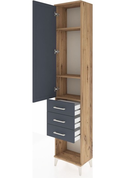 Arges Dolap 3 Raflı 3 Çekmeceli Tek Kapaklı 44X30X221 Çam-Antrasit fırsatları