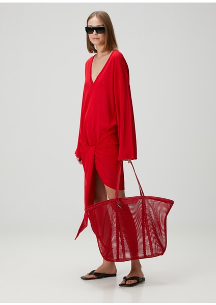 Via Del Mare Tote Kırmızı Kadın Plaj Çantası fiyatları