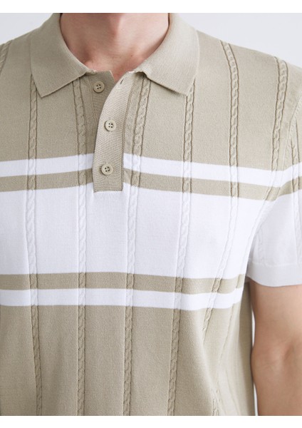 Yeni Sezon Polo Yaka Kısa Kollu Çizgili Erkek Triko Kazak modelleri