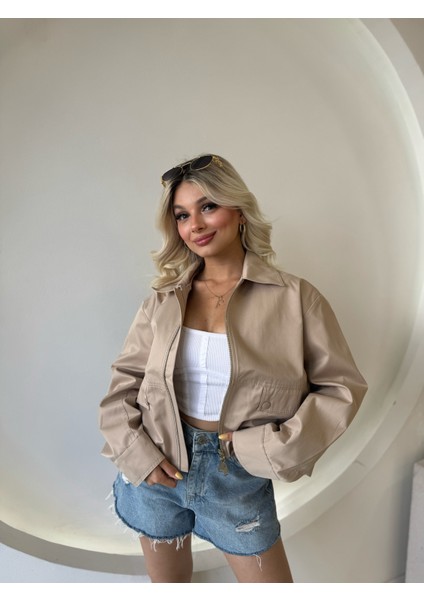 Bej Şerit Detaylı Bomber Ceket fiyatları