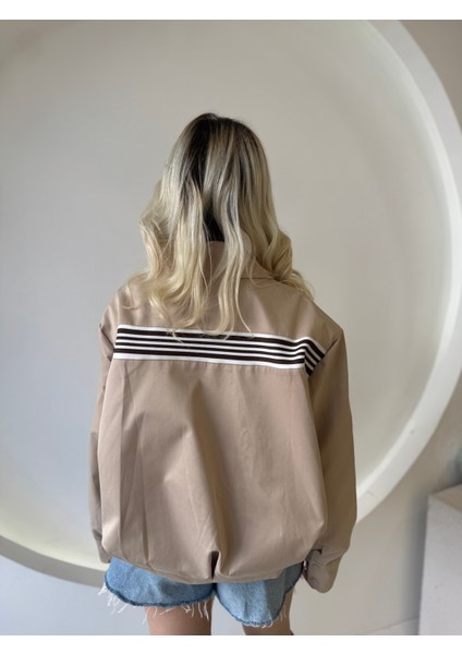 Bej Şerit Detaylı Bomber Ceket indirimleri
