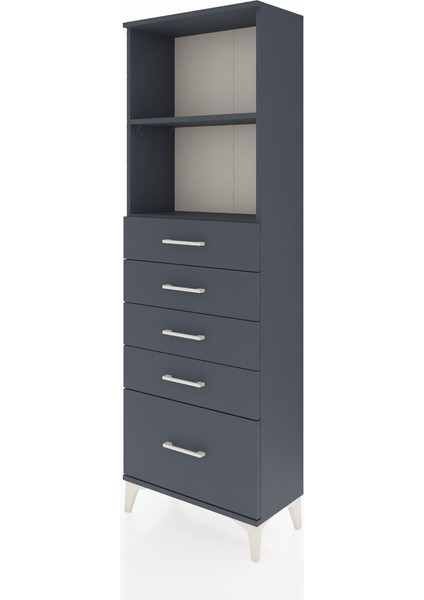 Arges Dolap 2 Raflı 5 Çekmeceli 60X30X182 Antrasit-Antrasit modelleri