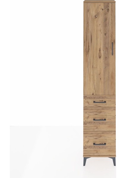 Arges Dolap 2 Raflı 3 Çekmeceli Tek Askılı 44X30X221 Çam-Çam