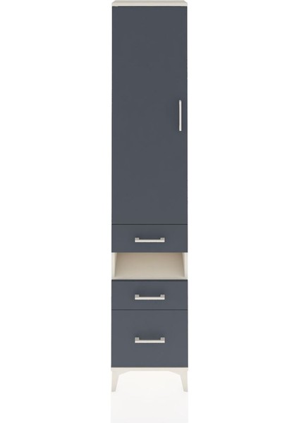 Arges Dolap 4 Raflı 3 Çekmeceli Tek Kapaklı 44X30X221 Aytaşı-Antrasit