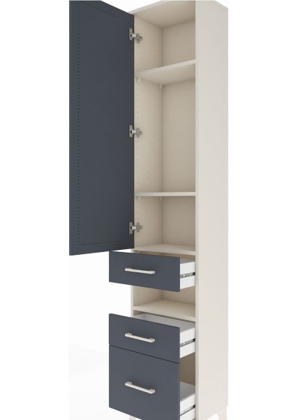 Arges Dolap 4 Raflı 3 Çekmeceli Tek Kapaklı 44X30X221 Aytaşı-Antrasit indirimleri