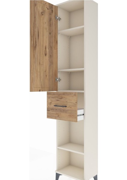 Arges Dolap 4 Raflı Tek Çekmeceli Tek Kapaklı 44X30X221 Aytaşı-Çam indirimleri