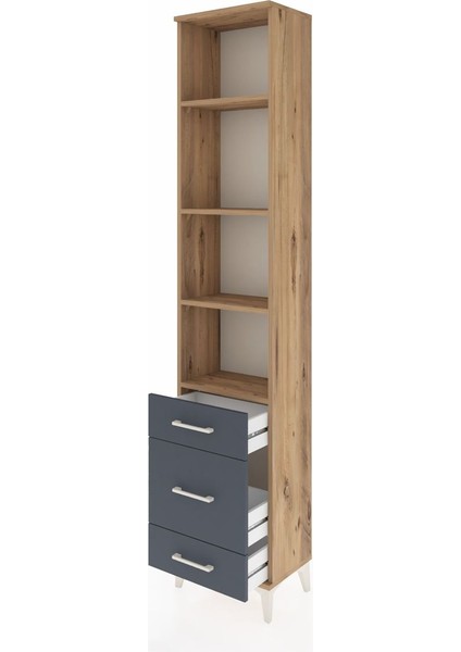 Arges Dolap 4 Raflı 3 Çekmeceli 44X30X221 Çam-Antrasit fırsatları