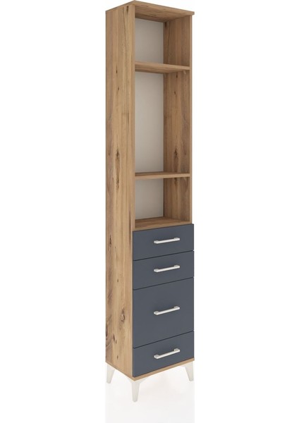 Arges Dolap 3 Raflı 4 Çekmeceli 44X30X221 Çam-Antrasit fiyatları