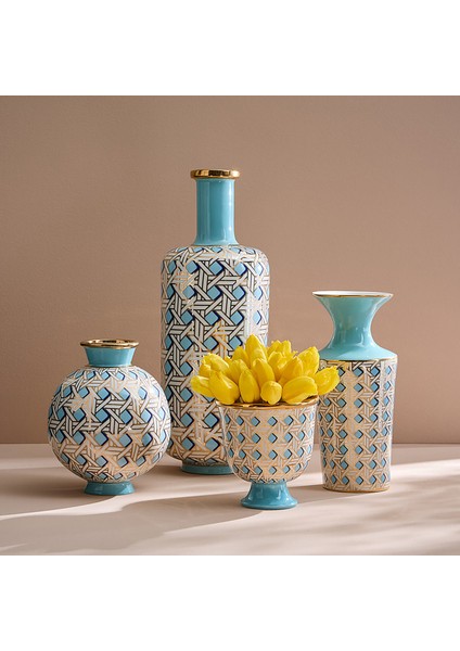Basketweave Mavi Ayaklı Vazo fırsatları