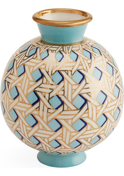 Basketweave Round Seramik Vazo