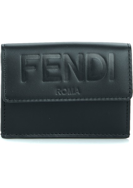 Siyah Logolu Kadın Deri Cüzdan