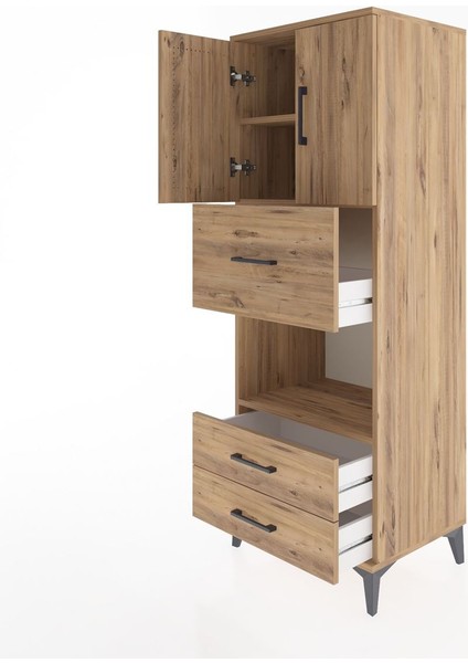 Hyperion Dolap 3 Raflı 3 Çekmeceli 2 Kapaklı 60X44X163 Çam-Çam fırsatları