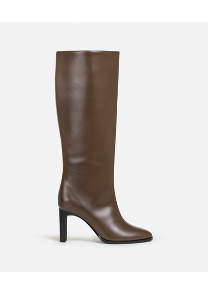 Deri Görünümlü Topuklu Çizme IW6250035012074