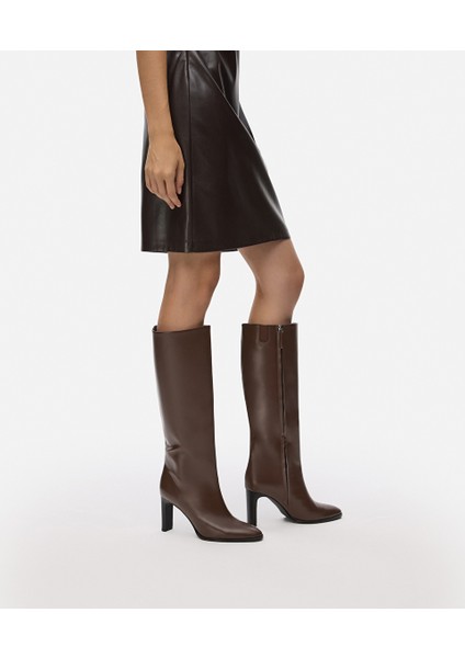 Deri Görünümlü Topuklu Çizme IW6250035012074