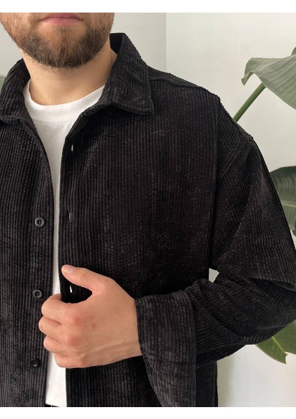 Bayaygün 5103 Oversize Kadife Gomlek _siyah modelleri