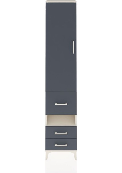 Arges Dolap 4 Raflı 3 Çekmeceli Tek Kapaklı 44X30X221 Aytaşı-Antrasit