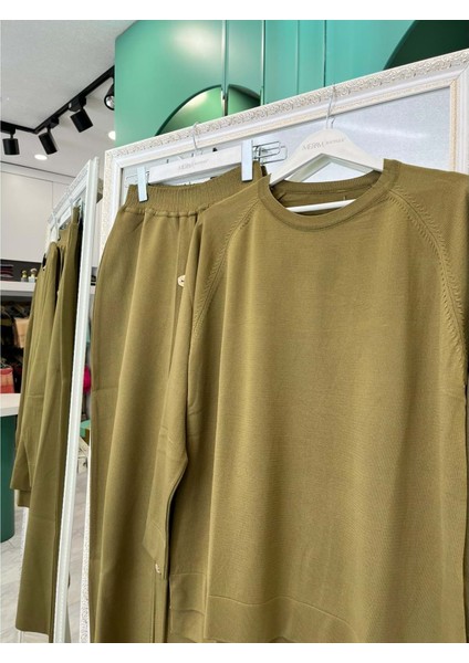 Adn Ince Triko Etekli Takım - Yağ Yeşili - 1 fiyatları