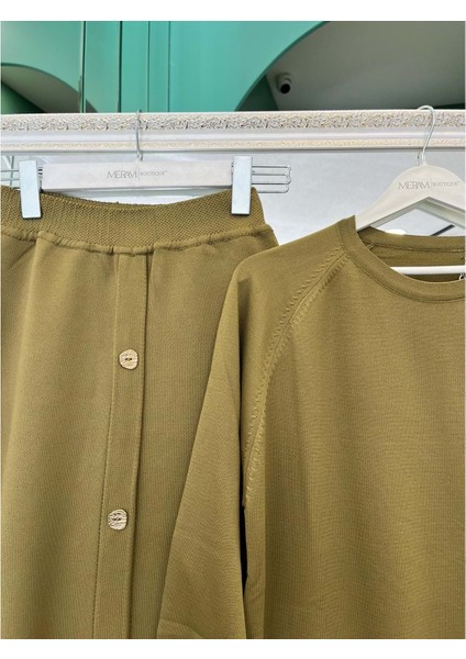 Adn Ince Triko Etekli Takım - Yağ Yeşili - 1 fırsatları