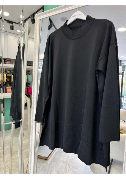 Adn Ince Triko Tunik - Siyah - 2