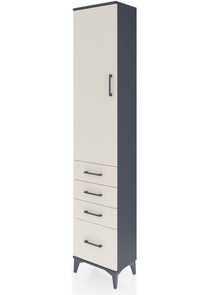 Arges Dolap 3 Raflı 4 Çekmeceli Tek Kapaklı 44X30X221 Antrasit-Aytaşı modelleri