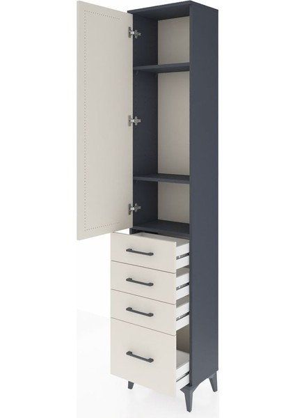 Arges Dolap 3 Raflı 4 Çekmeceli Tek Kapaklı 44X30X221 Antrasit-Aytaşı fırsatları