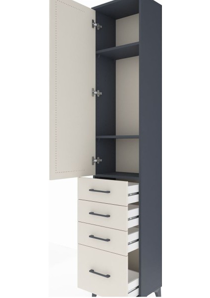 Arges Dolap 3 Raflı 4 Çekmeceli Tek Kapaklı 44X30X221 Antrasit-Aytaşı indirimleri