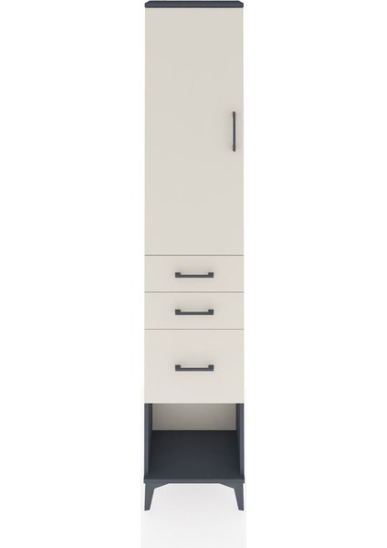 Arges Dolap 2 Raflı 3 Çekmeceli Tek Askılı 44X30X221 Antrasit-Aytaşı