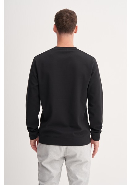 53270 Siyah Erkek Bisiklet Yaka Önü Baskılı Regular Fit Sweatshirt modelleri