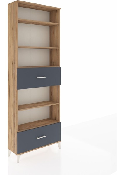 Arges Dolap 5 Raflı 2 Çekmeceli 88X30X243 Çam-Antrasit fiyatları